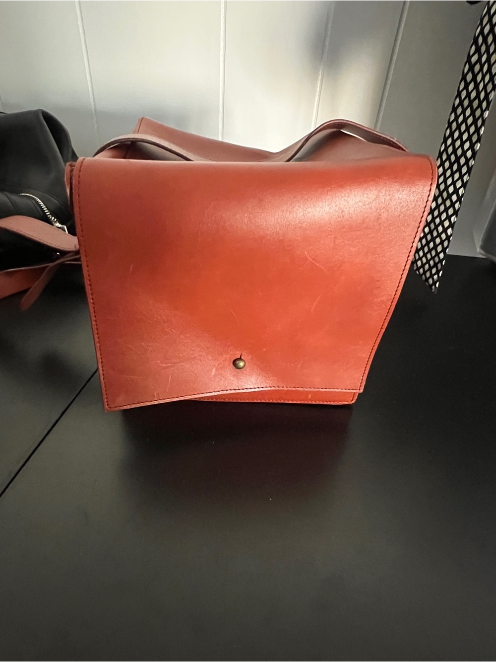 Cute square brown leather bag